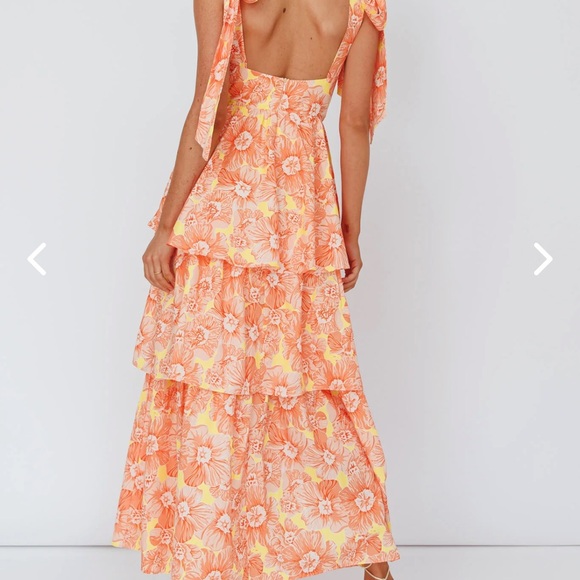 Selfie Leslie Orange Yellow Ruffled Tiered Sundress - Picture 2 of 3